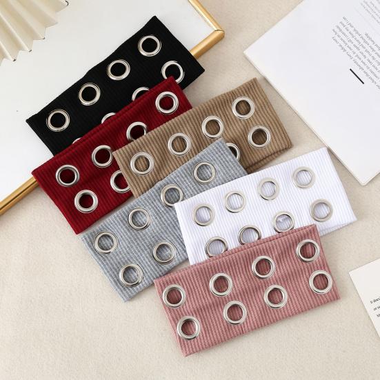 Fascia per Capelli da Donna Colore Puro Decorazioni con Fori Metallici Larga Fascia per Capelli Fascia per la Testa Casual da Palestra Accessorio per Capelli Elastico
