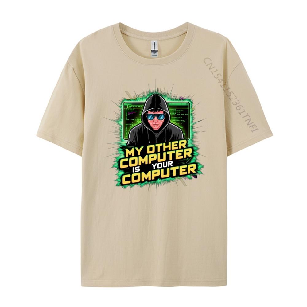 Lustiger Hacker Techie Mein Anderer Computer Ist Dein Computer Luxus T-Shirt Klassische Marke Kleidung Vaporwave