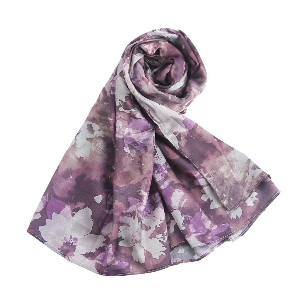 Silk Printed Ethnic Headscarf Shawl - 180x85cm