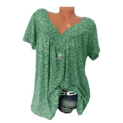Women T-shirt V Neck Short Sleeve Top Printed Casual Summer T Shirt
