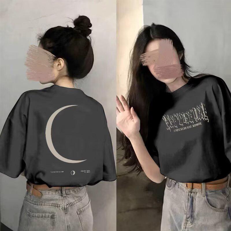 European-Style Women's Gray Short-Sleeve T-Shirt: High-End Summer 2025 White Loose-Fit Pure Cotton Fashion Top