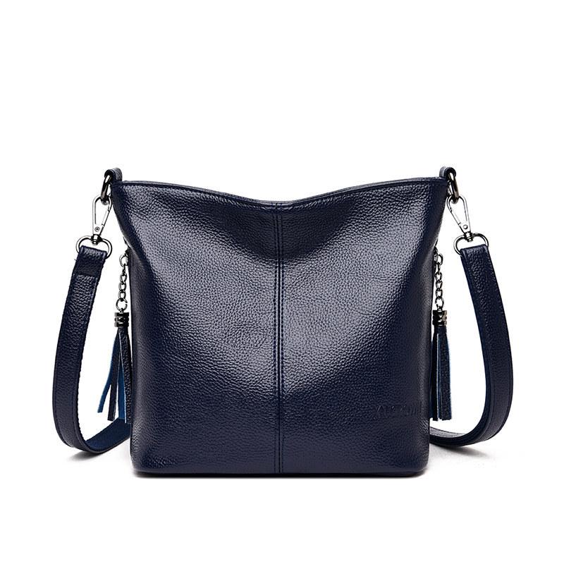 

2024 Spring/Summer Tassel Mom Bag: Versatile Korean-Style Crossbody Bucket Bag with Large Capacity синій