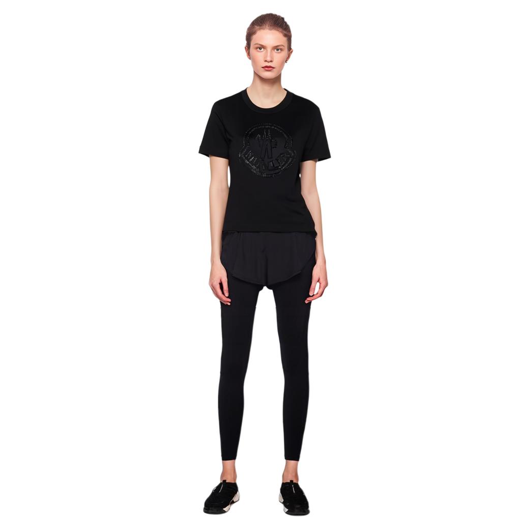 Moncler FW21 Letter Pattern Short Sleeve T-Shirt Women Tops Black H20938C00016829FB999