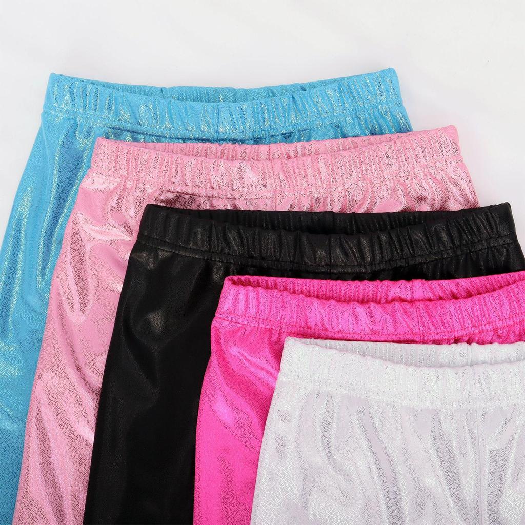 Leggings da Ballo e Yoga per Bambini in Lamina Dorata Lucida: Alta Elasticità, Traspirante