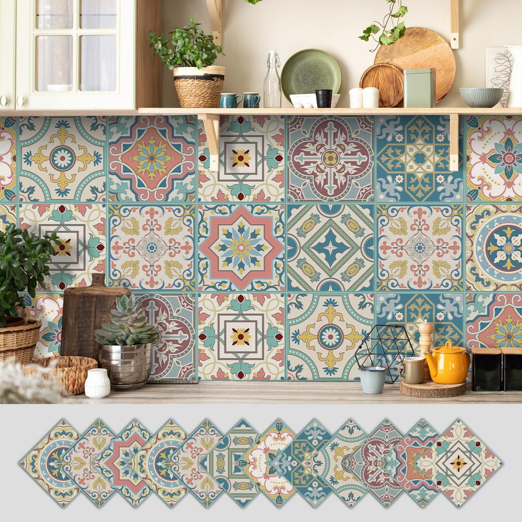 12 Self-adhesive Kitchen Waterproof and Oil-proof Wall Stickers, Bathroom Wall Decoration Renovation, Beautification Strong Wallpaper Stickers