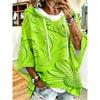 White Daisy Texture Loose Drop Sleeve Hoodie