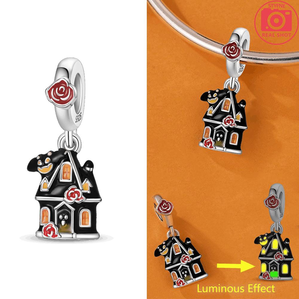 Luminous Pumpkin Pendant Original Copper House Skeleton Head Ghost Purple Magic Hat Beads Fit Bracelet Women Jewelry Gift