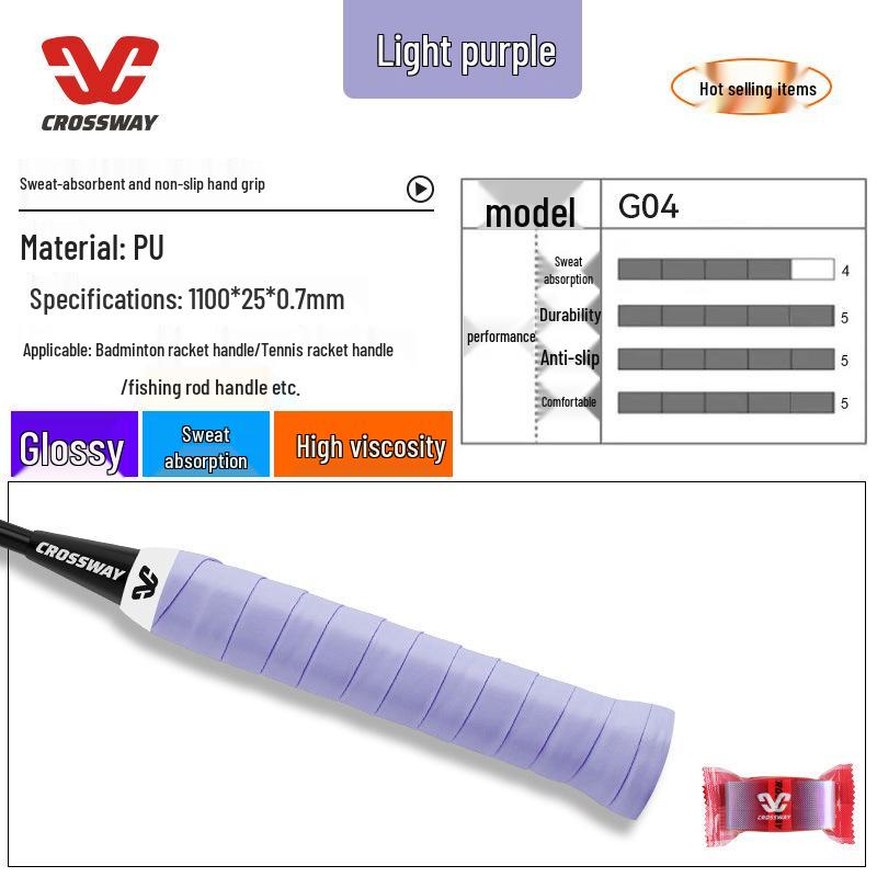 Candy Anti-Slip Sweat-Absorbent Badminton/Tennis Racket Grip - Shock-Absorbing, Individually Packed.