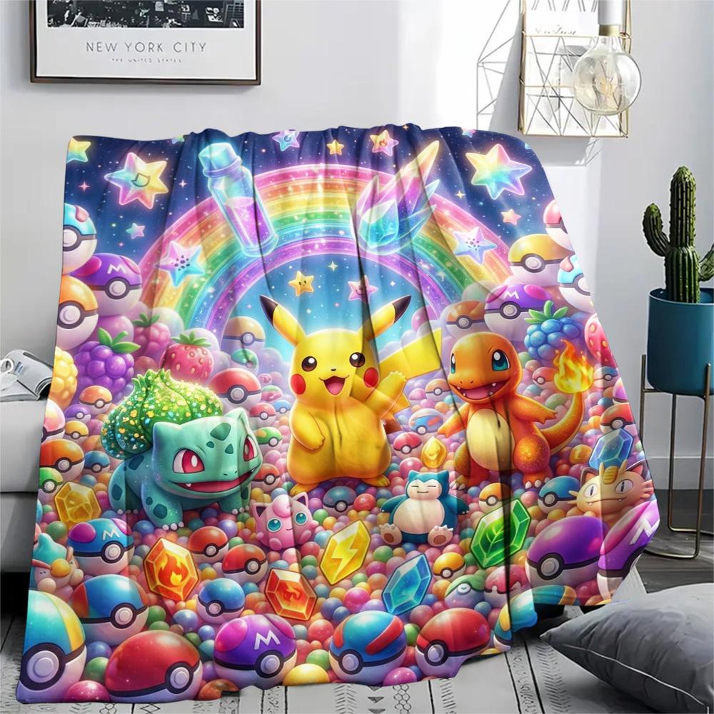 

Pokemon Pikachu Print Flannel Blanket, Ultra Soft High Quality All Seasons Warm Throw, Home Decor Cozy Blanket, Perfect Christmas Gift 80cm x 120cm