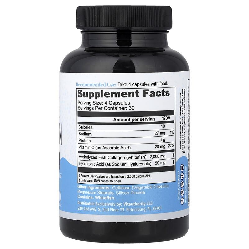 Marine Collagen with Vitamin C & Hyaluronic Acid, 120 Capsules