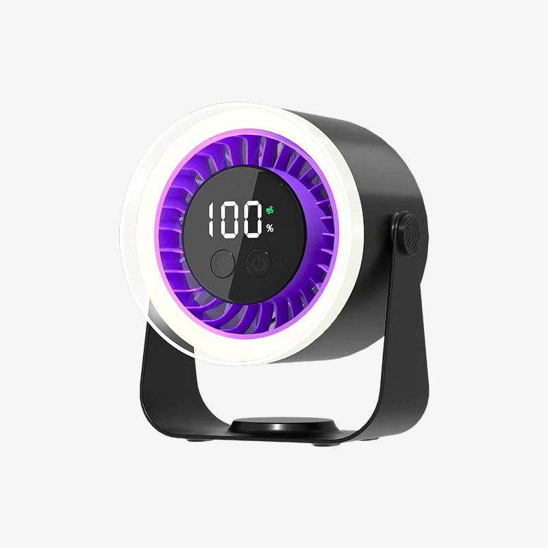 

Ventilador de escritorio USB recargable portátil con pantalla digital y temporizador inteligente