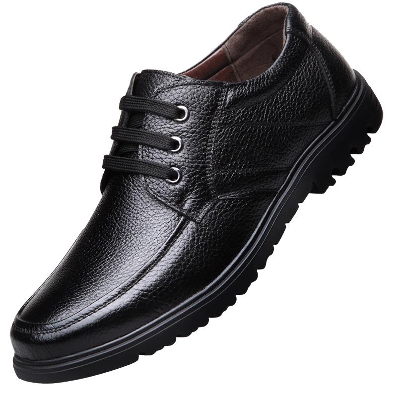 

New Durable Leather Shoes for Men Fashion versatile waterproof shoe Casual anti slip loafers New comfortable male work shoes 38 чёрный