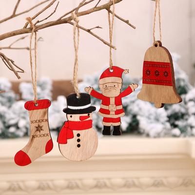 Christmas Painted Wooden Pendant Christmas Decorations Christmas Tree Twine Pendant Christmas Distribution Small Gifts