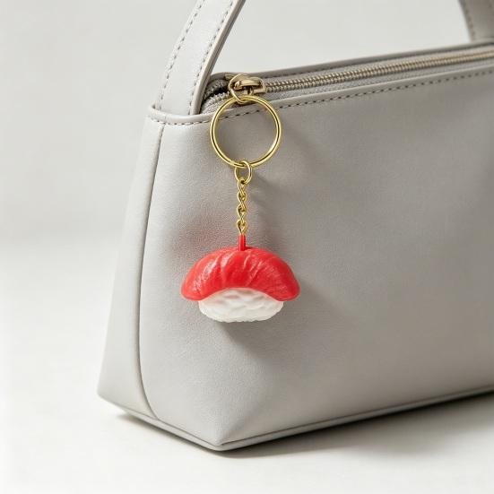1/6Pcs 3D Printed Sushi Clicker Keychain, Stress Relief Push Button Fidget Toy, Finger Clicker Keyring Pendant Backpack Handbag Charm
