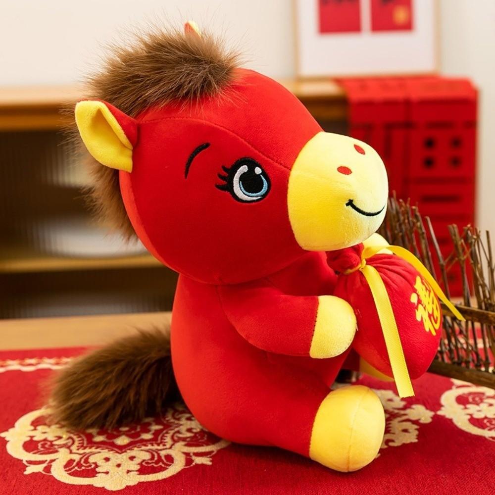Year of Horse 2026 Zodiac Pony Figurine Cute Stuffed Animal Toys Plush Horse Doll  School Dorm