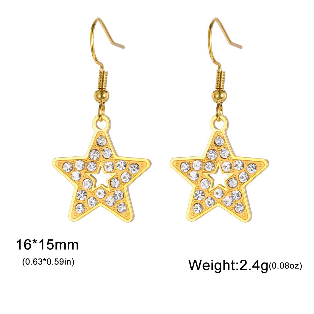 Cazador Clear Zircon Star Drop Dangle Earrings for Women Stainless Steel Pentagram Earrings Jewelry 2026 Trend Mother's Day Gift