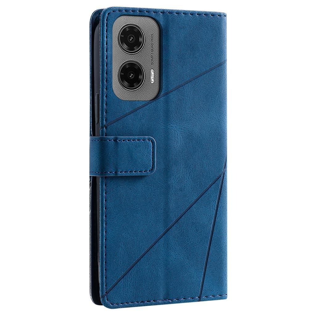 For Motorola Moto G35 5G Case Imprinted Lines PU Leather Splicing Wallet Phone Cover
