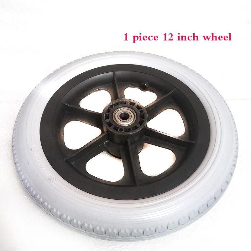 Caster Assembly 12" Solid Tire Wheel 12 Inch 12 1/2 X 2 1/4 Rear Wheel for Manual Wheelchairs Handcart