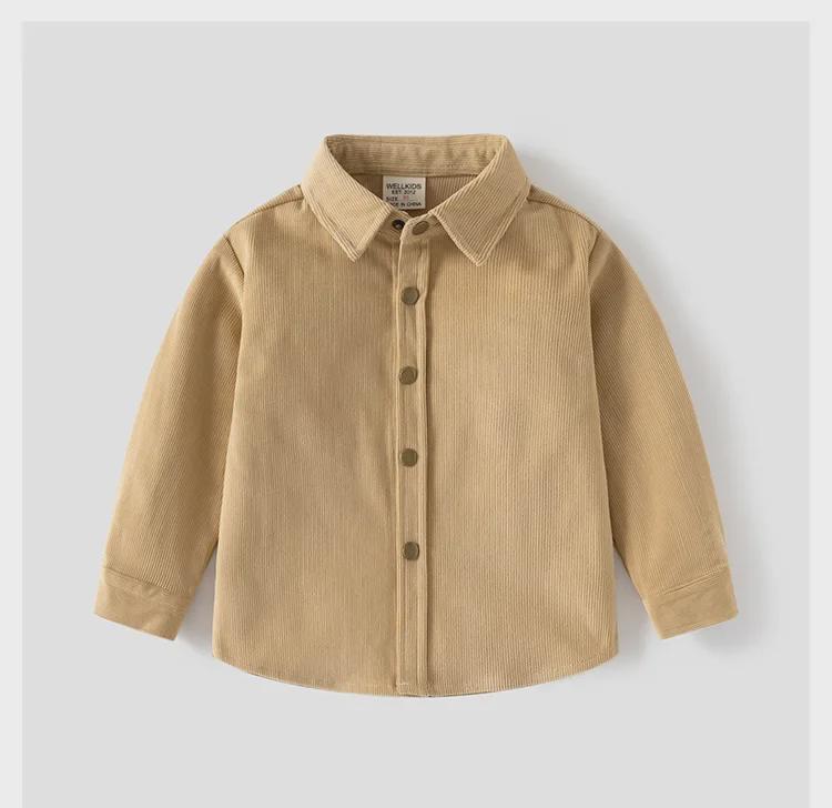 2024 Spring/Autumn Baby Corduroy Shirt - Stylish Korean Solid Color Jacket for Kids