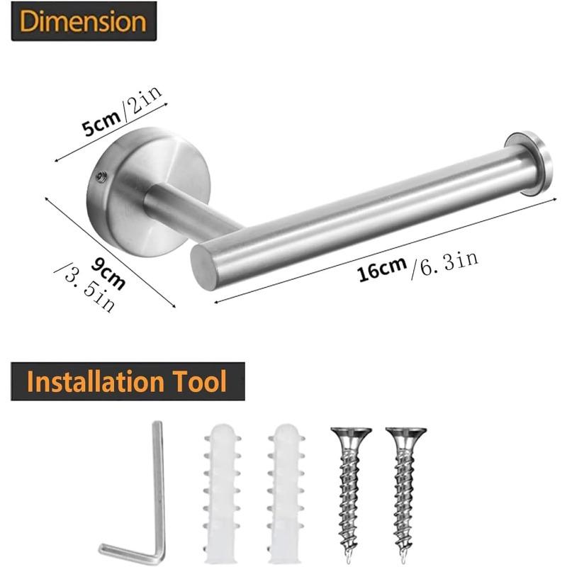 2PCS SUS 304 Stainless Steel Toilet Paper Holder, Brushed Nickel Wall Mount Toilet Roll Holder, Rustproof Single Bar for Bathroom Kitchen Washroom