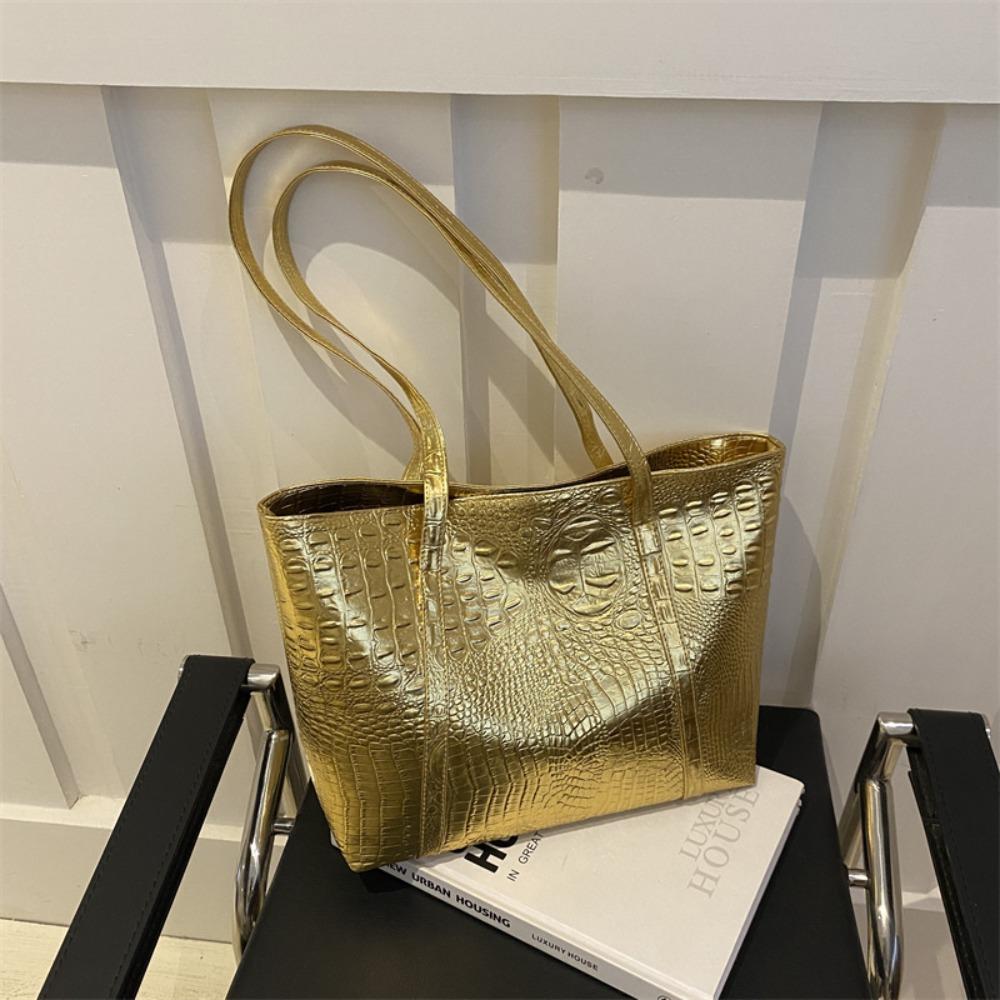 Crocodile Pattern Female Shoulder Bag PU Leather Armpit Tote Bag Fashion Women Handbag  Daily