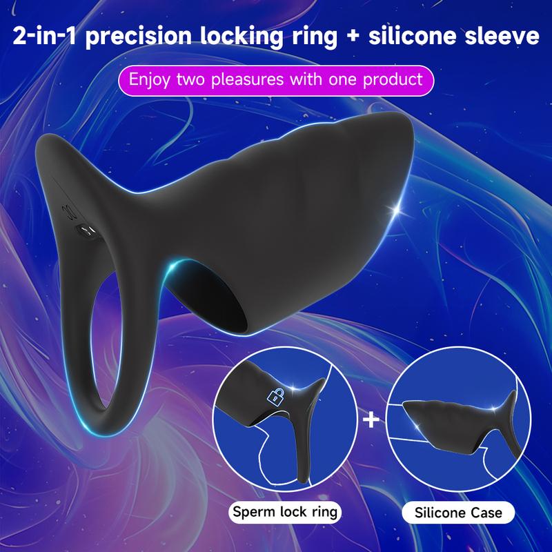 Vibrating Penis Sleeve Cock Ring Enhancing Hardness Long Lasting of Erections Male Vibrator 10 Modes Sex Toys for Men or Couples