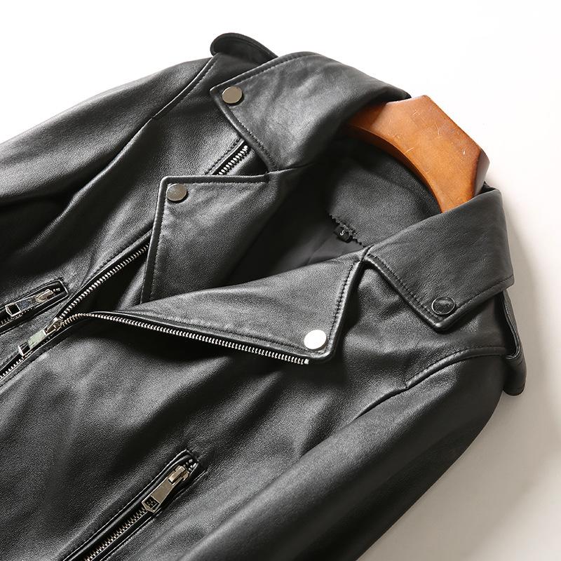 Genuine Leather Jacket Female Celebrity Same Style Jacket Sheepskin Motorcycle Leather Jacket Slim Fit
