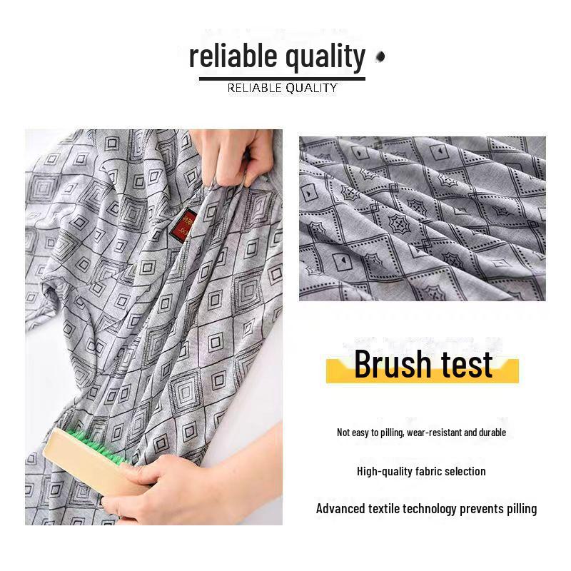 Men's Autumn Printed Trousers: Loose, Comfortable, and Elastic Polyester-Cotton for Middle-Aged and Elderly