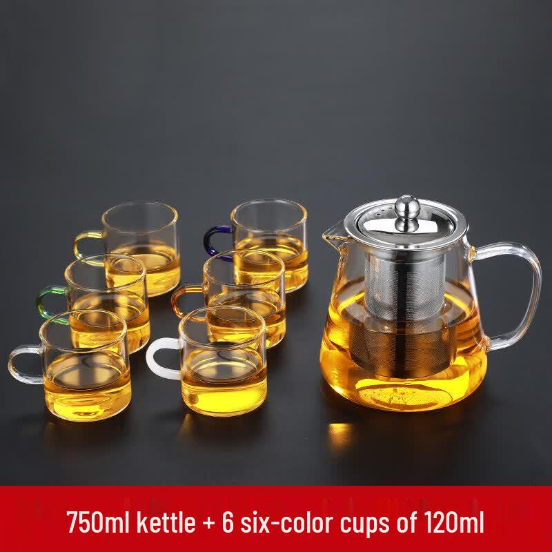 Heat-Resistant Glass Kung Fu Tea Cups with Handle - 6-Piece Set