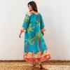 Plus Size Printed Bikini Swimsuit Three Piece Set With Long Sleeve Beach Cover Up