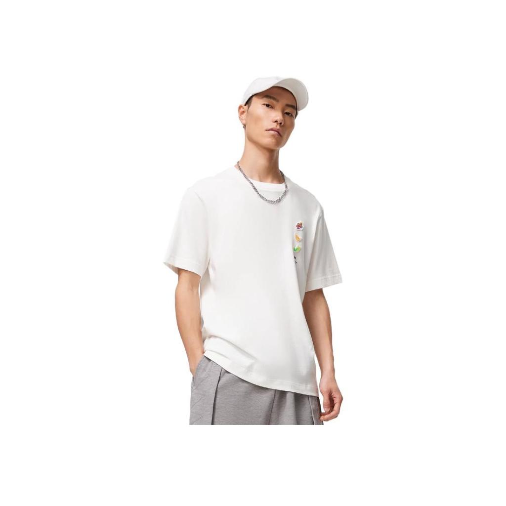 Li Ning Sports Lifestyle Series Label Casual Straight Cut Short Sleeve T-Shirt Men Tops Off-White ATST809-1