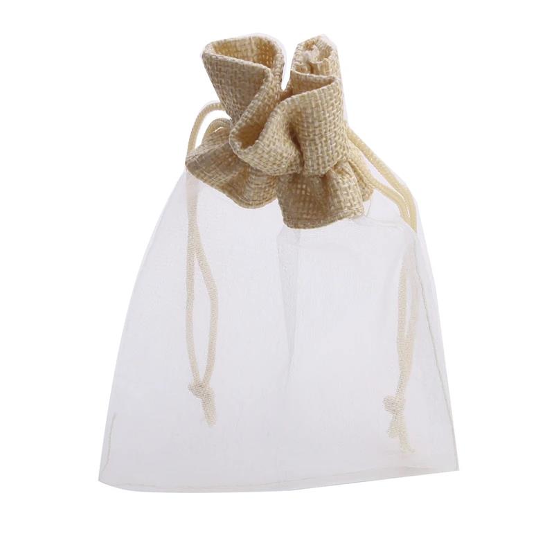 30er-Pack Weiße Organza Kordelzug Geschenktüten Gaze Säckchen für Hochzeitsfeier Gastgeschenke Schmuckverpackung