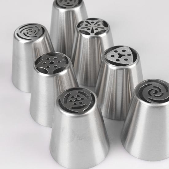 7Pcs Russian Piping Nozzle Set Stainless Steel Flower Tips