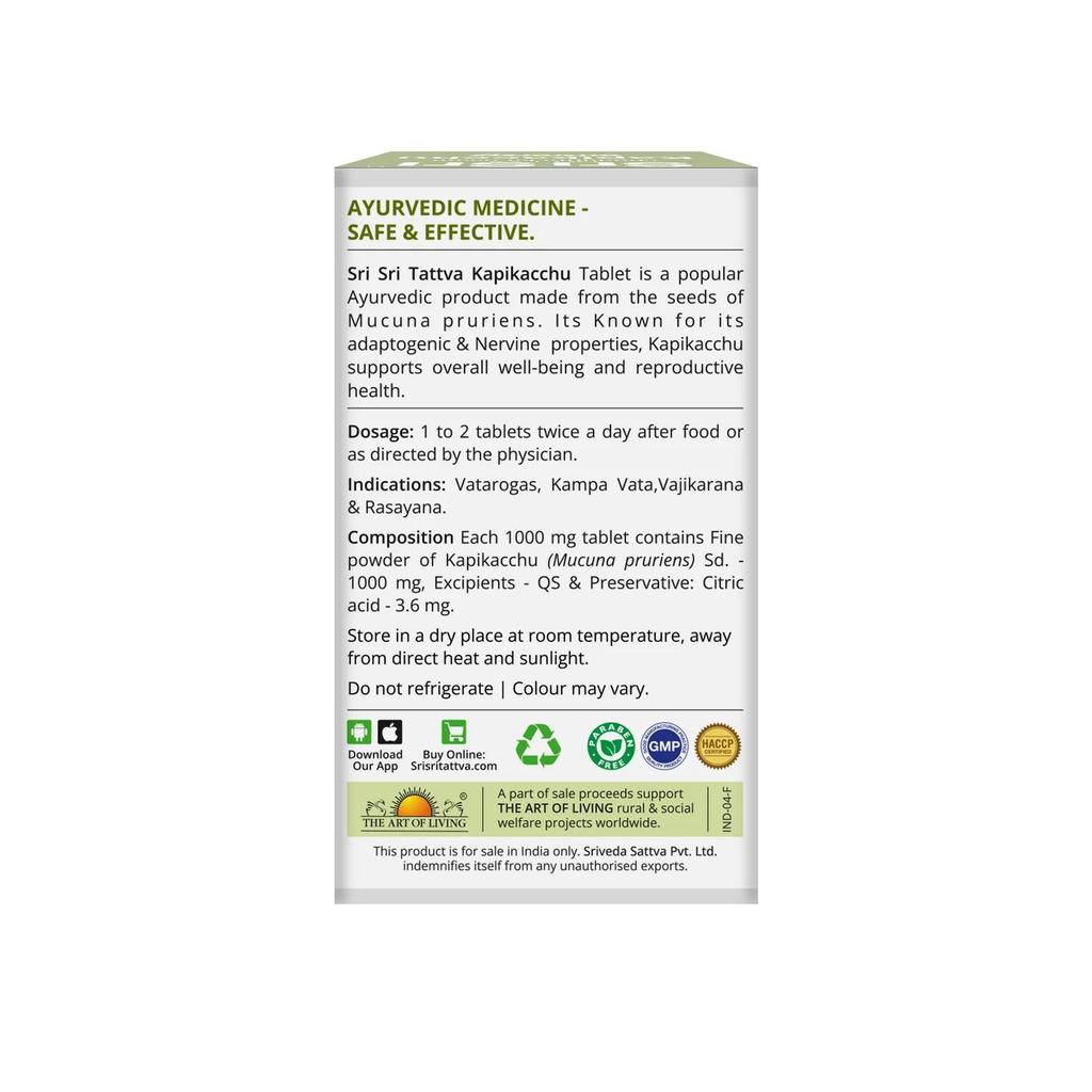 Kapikacchu Tabletten 1000 mg | Klassische ayurvedische Kräutertabletten | 60 Tabletten | Sri Sri Tattva