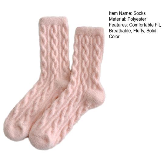 Luddiga Vinter Crew Strumpor Dam Fluffiga Varma Tjocka Strumpor Andningsbara Vinter Sovstrumpor för Inomhusmys Utomhusbruk