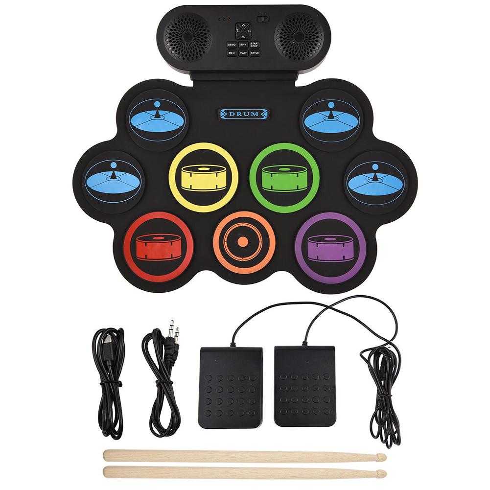 Folding Silicone Hand Roll USB Electronic Drum Portable Practice Drums Pad Kit With Drumsticks Sustain Pedal