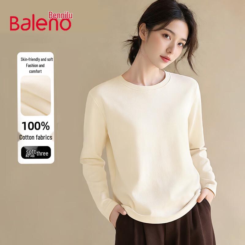 Baleno Women's 100% Cotton Loose Fit Long Sleeve Round Neck T-shirt