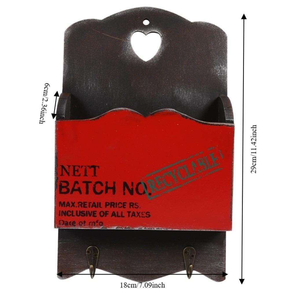 Wood Retro Key Holder 7.1 * 2.4 * 11.4inch Wall Mount Storage Rack Multi-function Wood Hanger Bar красный