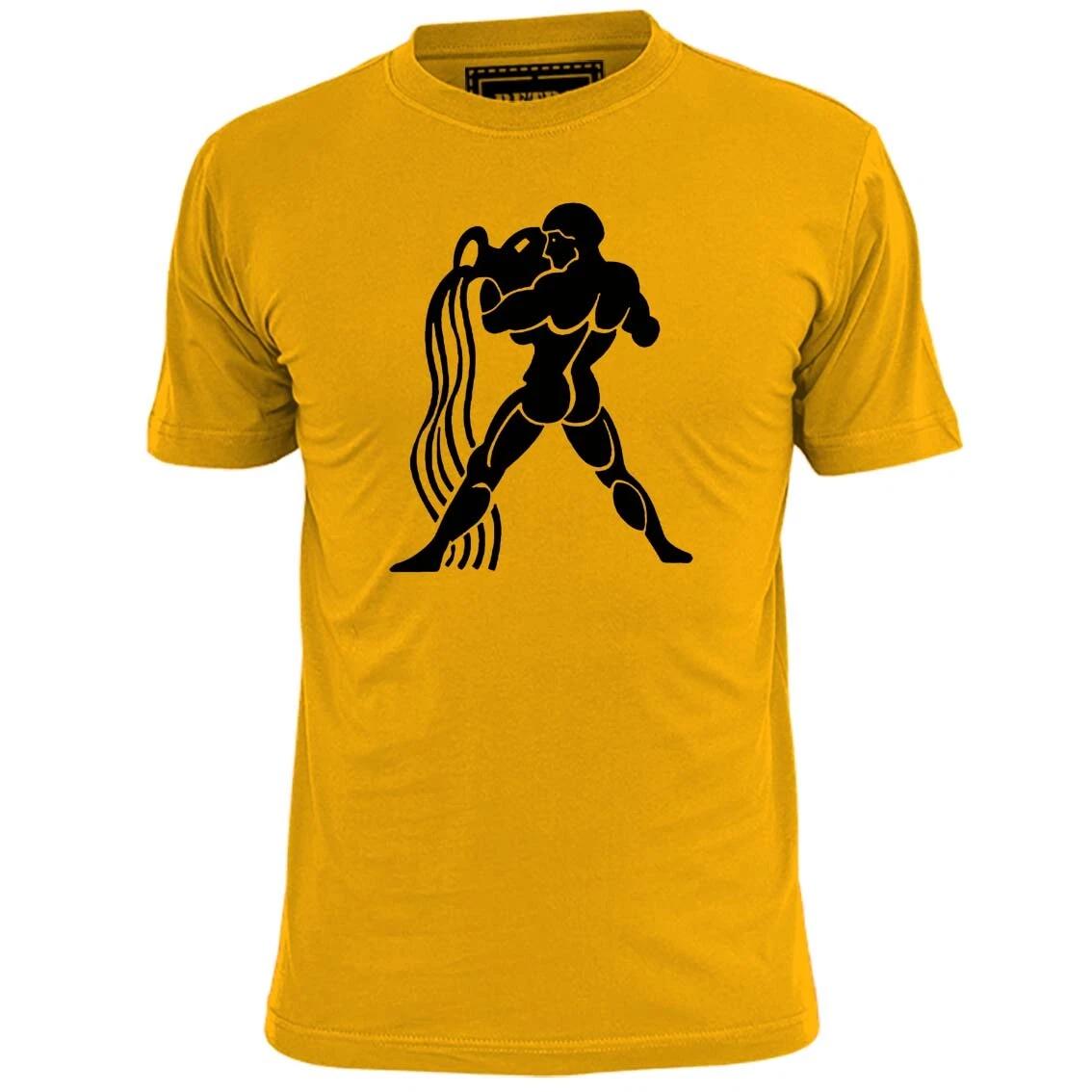 Mens Aquarius Star Sign Zodiac Symbol T shirt Astrology S