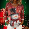 Women's Christmas Print Casual V-Neck Long Sleeve Top