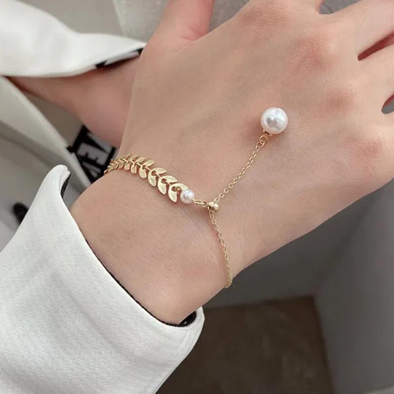 Sparkling Rhinestone Ball Pearl Bracelet for Women Minimalist Beads Double-Layer Tassel Bracelet Exquisite Jewelry Party Gifts