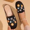 Large Size Slipper Women 2025 Summer New Embroidered Female Slippers Flat Women's Shoes