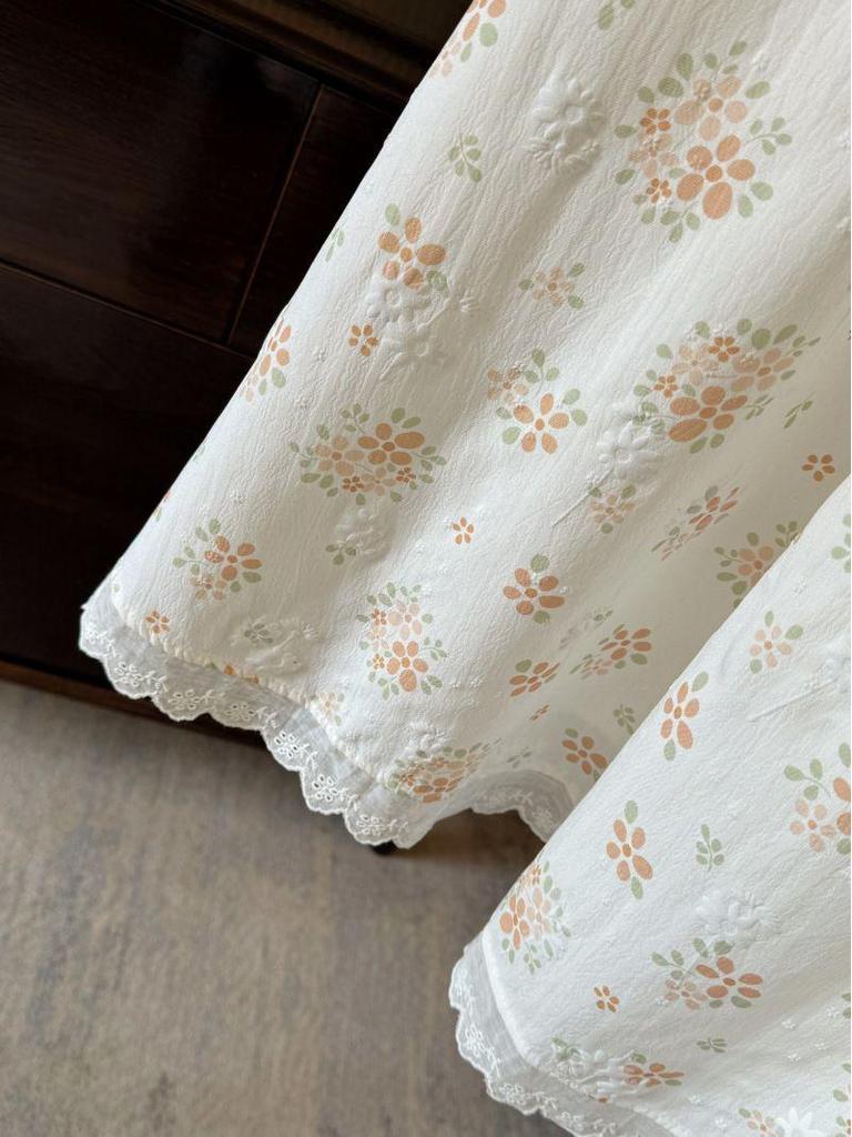 Floral Lace High-Waisted Korean Style Summer Skirt
