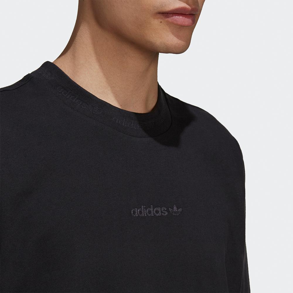 Adidas Originals Rib Detail Tee With Sporty Crew Neck Men Tops Black HB8044