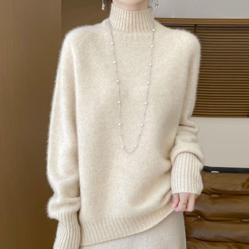 Neuer Herbst- und Winter-Rollkragen-Strickpullover in Übergröße, temperamentvoll, schlankmachend und warm, lockerer, verdickter Pullover, Basisshirt für Damen