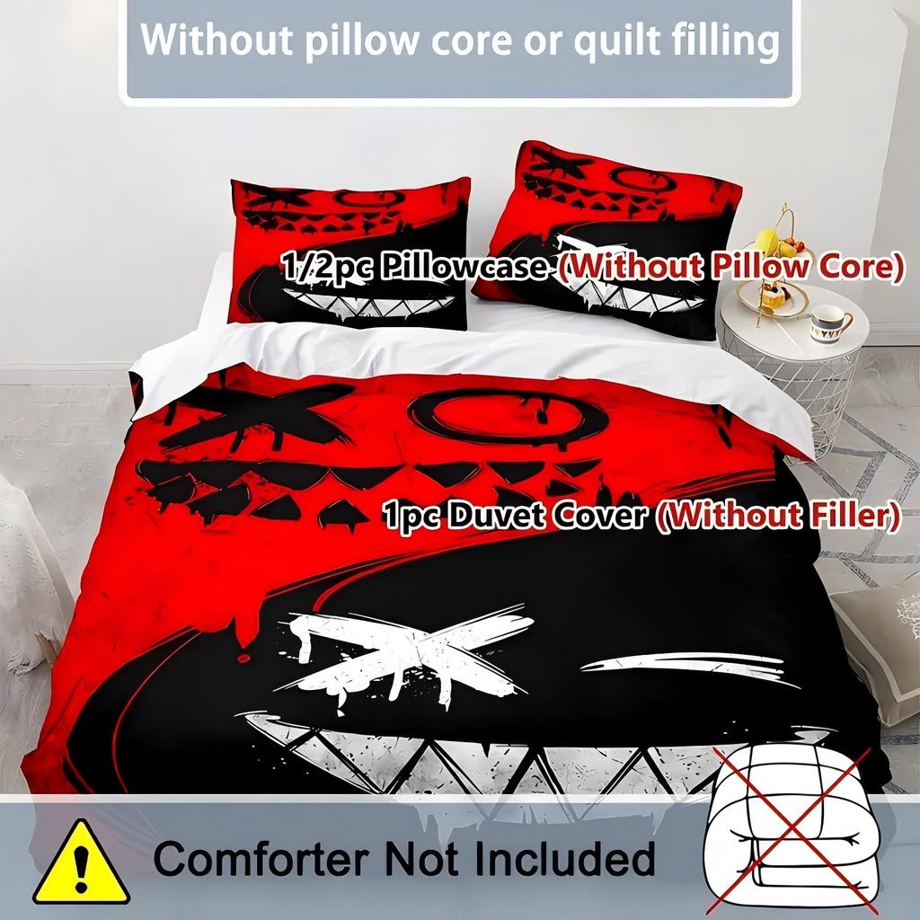 Black red splicing design 3D Printed Duvet Cover Interesting style Bedding Set Polyester Soft Comfortable Quilt Cover Pillowcase