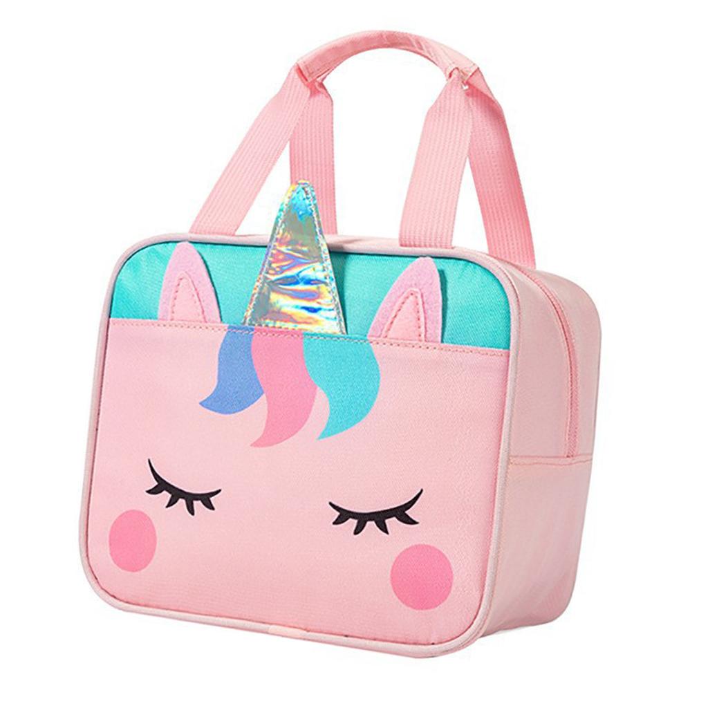 Children Lunch Bag Kindergarten Students Cartoon Portable Insulated Thermal Lunch Box Bag Pink