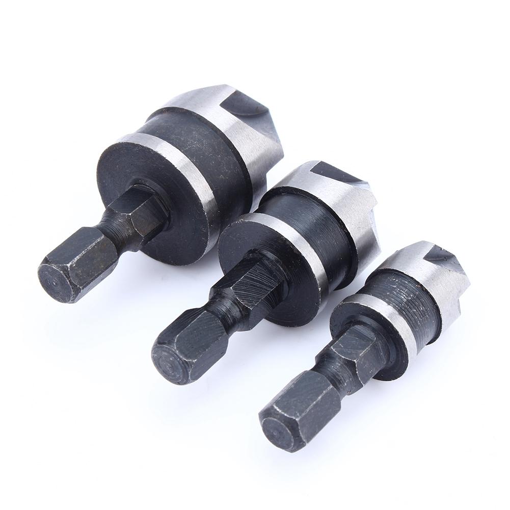 3pc 14" Hex 121619mm Countersink Bore Set for Wood Metal Quick Change Bit