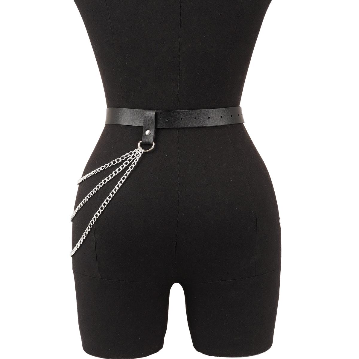 

Women S Adjustable Leather Belt Body Chain Sexy Waist Harness Goth Belly Chain Accessory Festival Jewelry For Girls