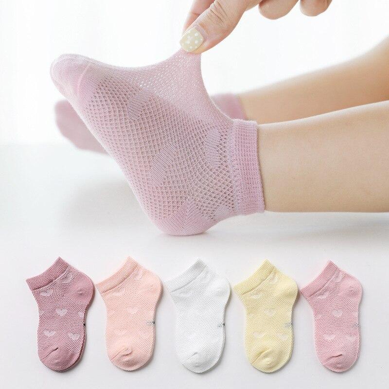 

Non-Toxic 5 Pairs Sets 1 To 3 Years Old Soft Cotton Baby Short Tube Mesh Socks Summer Accessories For Baby Children Clothing Colorful Gift
